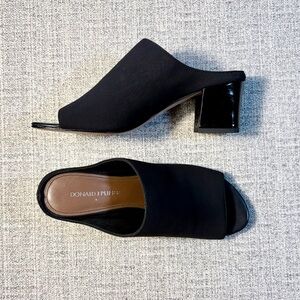 Donald J. Pliner Black Open-Toe Slip-On Block Heel Mules